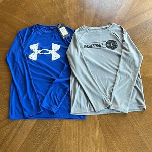NWT Under Armour Boys 2 Long Sleeve Shirts M